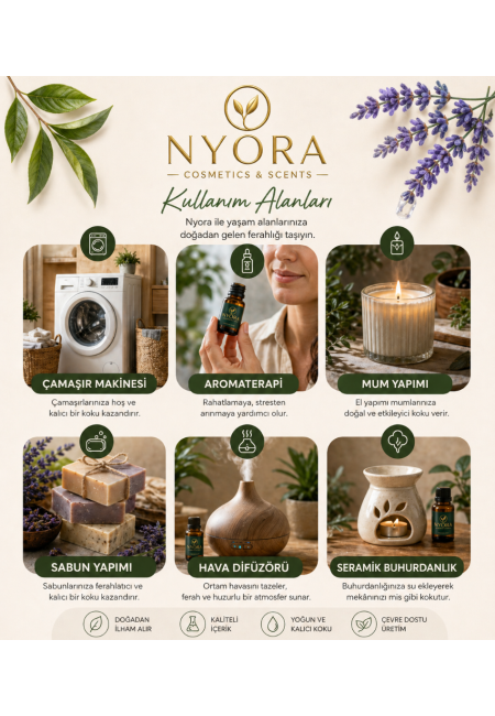 Nyora Sandal Ağacı Esansiyel Yağı (Diffuser Oil) 6 'lı Set